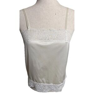 Vintage Diane Von Furstenberg Satin Lace Camisole Top Floral Size 34 Ivory Fairy